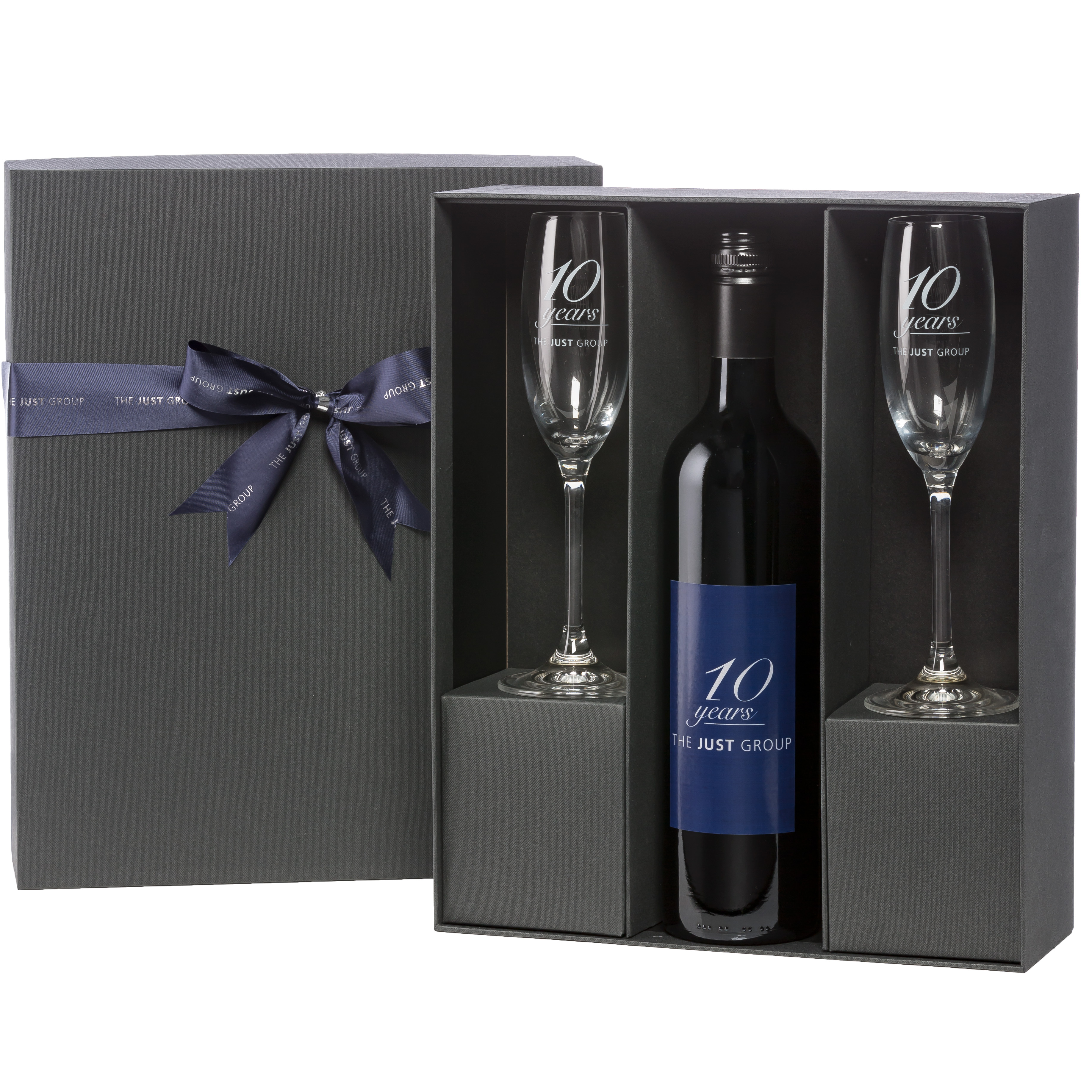 Custom Labelled Wine Inside Premium Black Gift Box With Glasses 1