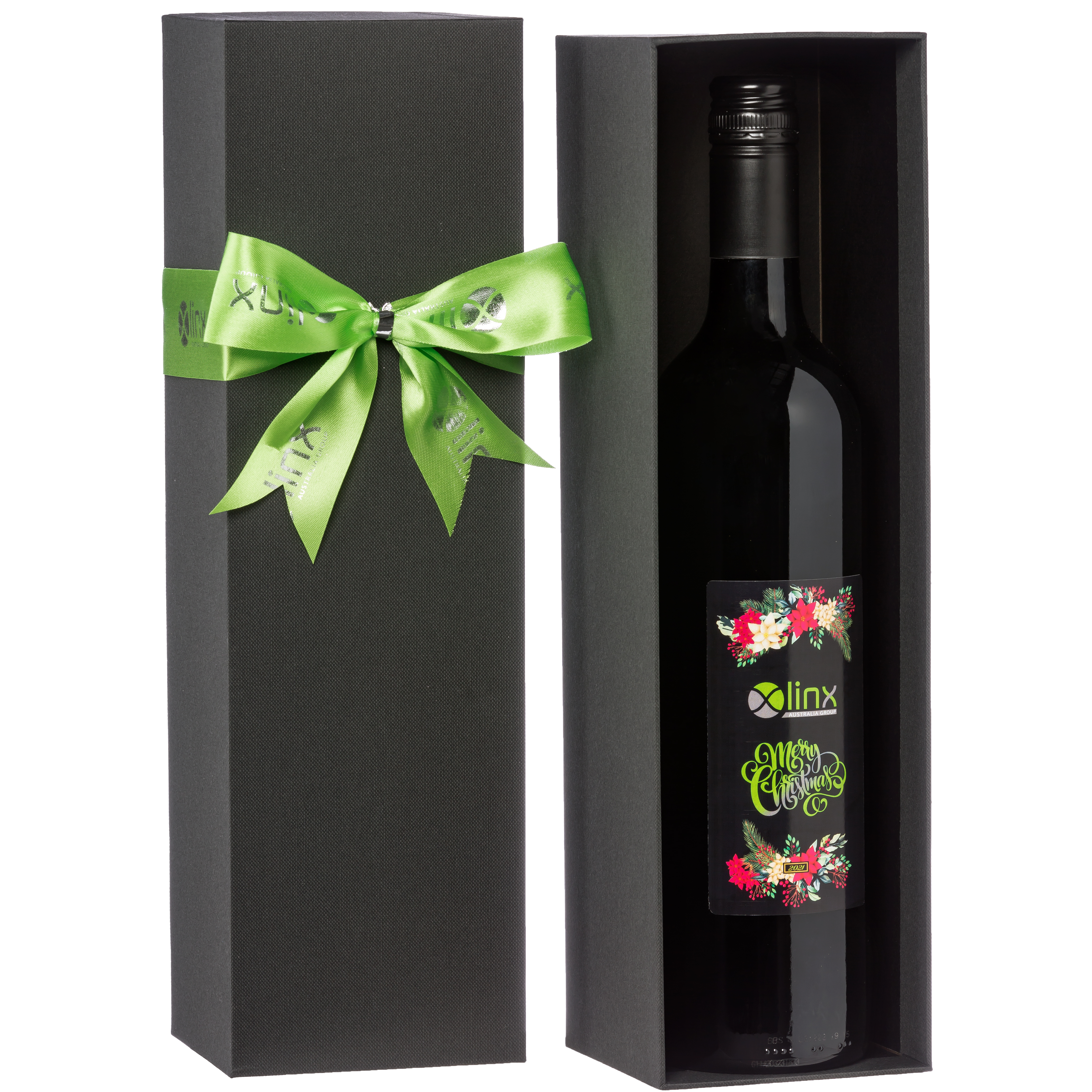 Custom Labelled Wine Inside Single Premium Black Gift Box 1